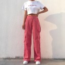 Pantaloni cargo da donna rosa 1