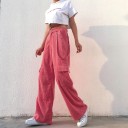 Pantaloni cargo da donna rosa 2
