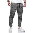 Pantaloni cargo drepți largi pentru bărbați, culoare solidă, sport, casual, cu buzunare confortabile, pentru purtare de zi cu zi, ținute 2