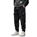 Pantaloni casual elastici pentru bărbați, cu talie elastică, croială dreaptă, buzunare laterale, cu șnur de fixare, pantaloni comozi pentru timpul liber 3