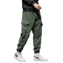 Pantaloni casual elastici pentru bărbați, cu talie elastică, croială dreaptă, buzunare laterale, cu șnur de fixare, pantaloni comozi pentru timpul liber 2