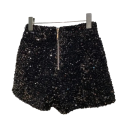 Pantaloni corti da donna con paillettes e chiusura con zip Pantaloni corti scintillanti per feste e ballo Eleganti pantaloni corti da festa con paillettes luccicanti 2