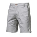Pantaloni corti da uomo in cotone con vita elastica Pantaloni corti casual in 100% cotone con tasche Pantaloni corti informali 4