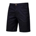 Pantaloni corti da uomo in cotone con vita elastica Pantaloni corti casual in 100% cotone con tasche Pantaloni corti informali 1