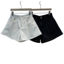 Pantaloni Corti Donna Taglio Largo Monocromo Aspetto Jeans Poliestere Tasche Pantaloni Corti Estivi Casual 6