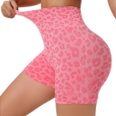 Pantaloni Corti Donna Vita Alta In Elastico Stampa Leopardata Monocromatica Realizzazione Nylon Leggero Elastico Taglio Estivo alla Moda 6