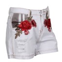 Pantaloni corti in denim con rose J1083 3