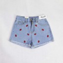 Pantaloni corti in denim da donna con coccinelle J1084 11