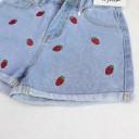 Pantaloni corti in denim da donna con coccinelle J1084 5