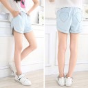 Pantaloni corti in denim per ragazze - Blu chiaro 2