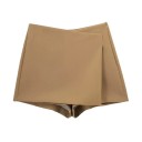 Pantaloni corti vintage asimmetrici da donna con vita alta e zip laterale Eleganti pantaloni corti in stile retrò per l'estate 11