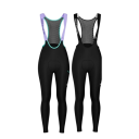 Pantaloni da ciclismo lunghi da donna con bretelle elasticizzati in poliestere ed elastan con parte posteriore traspirante per ciclismo su strada e ricreativo 3