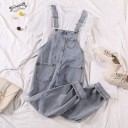 Pantaloni da donna in denim con bretelle A1906 1