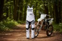 Pantaloni da motocross Unisex con bretelle regolabili e tasche con zip in poliestere e nylon per moto motocross e enduro 15