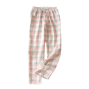 Pantaloni da pigiama da donna a motivo tartan con pantaloni lunghi e vita regolabile in cotone per uso domestico e sonno con taglio comodo 1