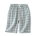 Pantaloni da pigiama da uomo con pantaloncini a quadri e vita regolabile in cotone per uso domestico, sonno e relax estivo 2