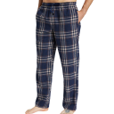 Pantaloni da pigiama da uomo lunghi a motivo scozzese con elastico in vita in cotone e poliestere blu scuro per un sonno confortevole e uso domestico 2