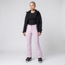 Pantaloni da sci da donna con tasche a zip e gambe svasate pantaloni rosa per sci e sport invernali 2