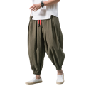 Pantaloni da uomo larghi in lino harém Alta qualità pantaloni casual in materiale naturale Taglio comodo per l'estate e il tempo libero 4