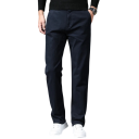 Pantaloni de bărbați eleganți cu buzunare, uni, tăietură dreaptă, BUMBAC SPANDEX, confortabili pentru bărbați la birou și la evenimente festive 7