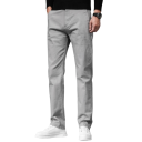 Pantaloni de bărbați eleganți cu buzunare, uni, tăietură dreaptă, BUMBAC SPANDEX, confortabili pentru bărbați la birou și la evenimente festive 6
