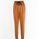 Pantaloni de dama cu cauciuc la talie din piele artificiala 8