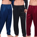 Pantaloni de pijama lungi pentru bărbați cu suprafață netedă și lucioasă, talie elastică, poliester, elastan, confortabili pentru somn și purtare acasă 6