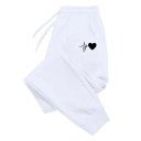 Pantaloni de trening comozi pentru femei, cu imprimeu cu inimioare, pantaloni casual moi, pentru casă și exterior, pantaloni sport confortabili cu talie elastică 2