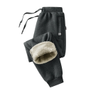 Pantaloni de trening pentru bărbați cu blană pe interior, uni, cu buzunare, cu șnur, bumbac, spandex, croială confortabilă, ideali pentru iarnă 5