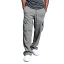 Pantaloni de trening pentru bărbați cu buzunare multiple Croi drept Cordon Pantaloni sport confortabili Pantaloni de trening pentru timpul liber Modă masculină modernă 3