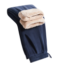 Pantaloni de trening pentru femei cu blăniță în interior, cu șnur, din poliester și spandex, uni, confortabili, călduroși, potriviți pentru iarnă 9