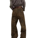 Pantaloni denim largi pentru femei, cu model leopard, maro, cu picior larg, blugi casual, streetwear, eleganți, cu imprimeu leopard 2