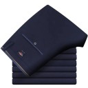 Pantaloni elastici formali pentru bărbați, cu croială dreaptă. Pantaloni formali eleganți pentru serviciu și ocazii formale. Material confortabil. 2