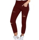 Pantaloni eleganti de dama cu gauri J828 4