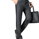 Pantaloni eleganți pentru bărbați cu buzunare, croi drept, uni, pantaloni stilați pentru bărbați pentru muncă, birou și evenimente festive 2