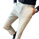 Pantaloni eleganți pentru bărbați cu buzunare, uni cu carouri fine, croi drept, POLIESTER, pantaloni stilati pentru bărbați la birou și la evenimente formale 8