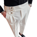 Pantaloni eleganți pentru bărbați cu buzunare Unici Elegant croi drept Pantaloni confortabili și rezistenți pentru bărbați la birou 13