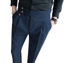Pantaloni eleganți pentru bărbați cu buzunare Unicolor Eleganți croi drept POLIESTER Pantaloni confortabili și rezistenți pentru bărbați la birou, în birou și la evenimente formale 4