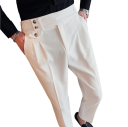 Pantaloni eleganți pentru bărbați cu buzunare Unicolor Eleganți croi drept POLIESTER Pantaloni confortabili și rezistenți pentru bărbați la birou, în birou și la evenimente formale 5