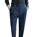 Pantaloni eleganți pentru bărbați cu buzunare Unicolor Eleganți croi drept POLIESTER Pantaloni confortabili și rezistenți pentru bărbați la birou, în birou și la evenimente formale 7