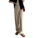 Pantaloni formali lejeri, cu talie înaltă, pentru femei, croială dreaptă, pantaloni de lucru eleganți, stil casual, închidere cu nasturi 5