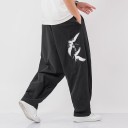 Pantaloni harem da uomo con uccelli F1481 1