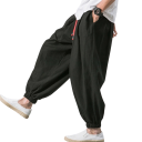 Pantaloni harem lejeri din in pentru bărbați. Pantaloni casual de înaltă calitate, confecționați din material natural. Croială confortabilă pentru vară și timp liber. 2