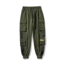 Pantaloni jogger cargo cu talie elastică și șnur Buzunare mari cu clapă pe coapse Buzunare laterale Pantaloni strâmți la glezne 1