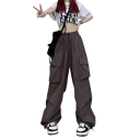 Pantaloni largi casual pentru femei, cu talie joasă, cu șnur, lați, cu buzunare, pantaloni casual confortabili pentru fiecare zi 2