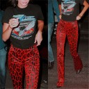 Pantaloni leopardati da donna rossi 1