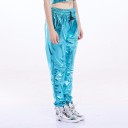 Pantaloni lucidi da donna blu 4