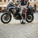 Pantaloni moto in tessuto con pannelli ventilati in rete e inserti elastici sopra le ginocchia in poliestere e cotone abbigliamento 21