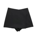 Pantaloni scurți asimetrici cu talie înaltă pentru femei, cu fermoar lateral, eleganți, de culoare solidă, vintage, scurți eleganți de vară, casual 3