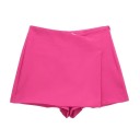 Pantaloni scurți asimetrici cu talie înaltă pentru femei, cu fermoar lateral, eleganți, de culoare solidă, vintage, scurți eleganți de vară, casual 7